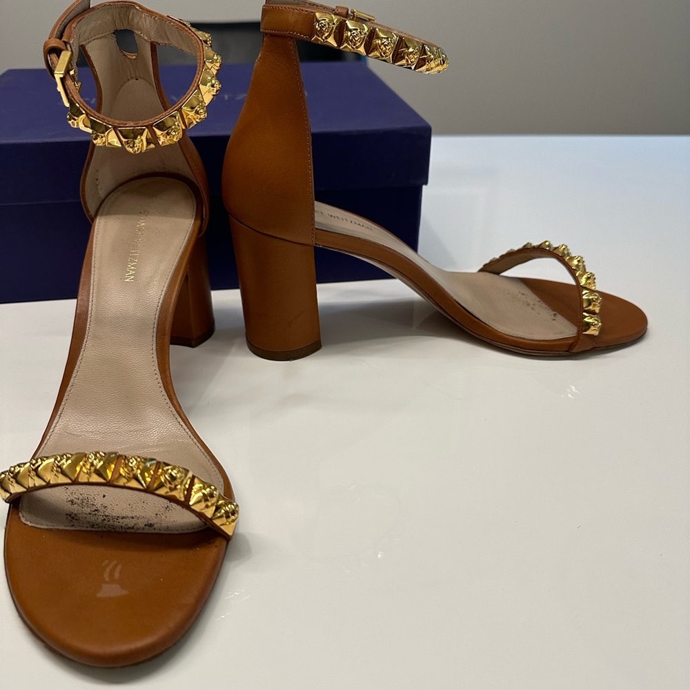 Brown and Gold Studded Women's Sandals